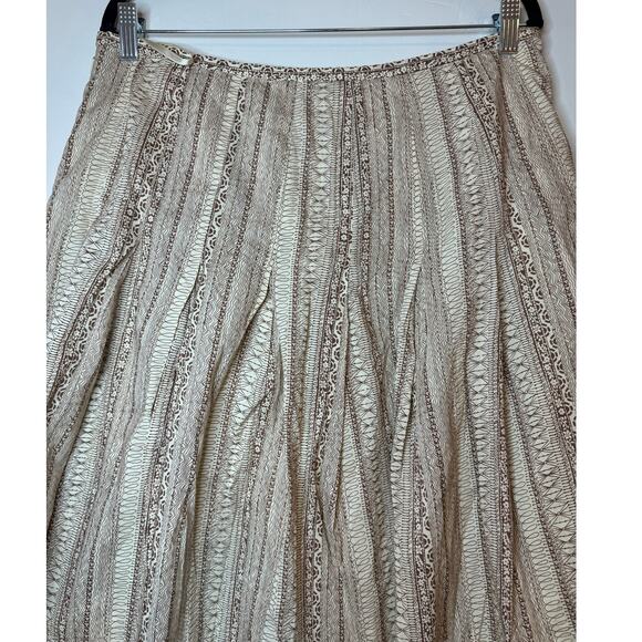 Jones Wear Women's Size 14 A-Line Pleated Circle Skirt Cotton Side Zip Up Brown - Picture 4 of 4